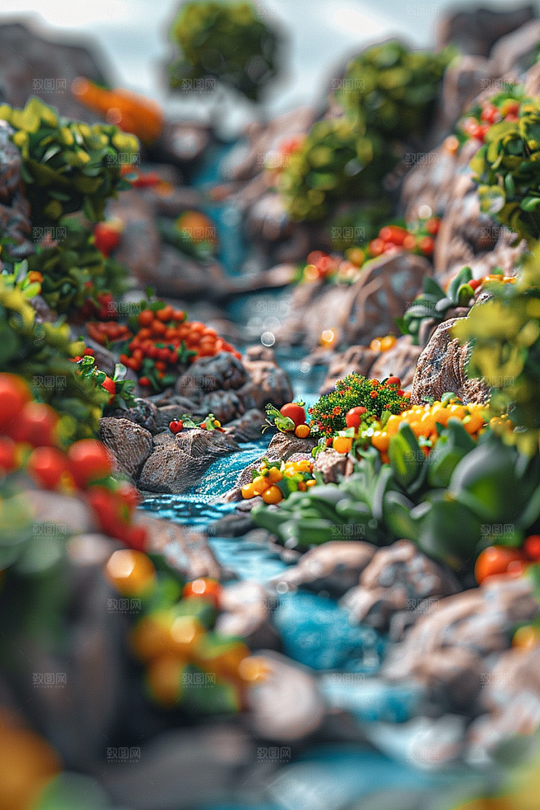 蔬菜瓜果山水广告中国风素材