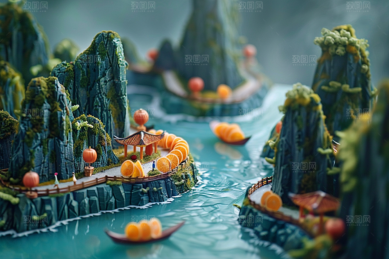 蔬菜瓜果山水微距中国风素材