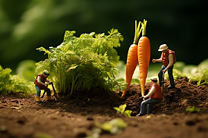 胡萝卜和微距小人粮食高清摄影图