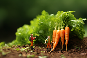 胡萝卜和微距小人蔬菜粮食摄影图