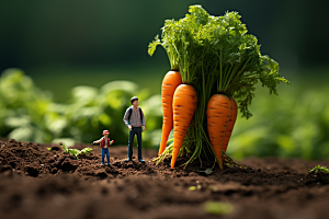 胡萝卜和微距小人粮食蔬菜摄影图