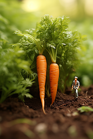 胡萝卜和微距小人高清粮食摄影图