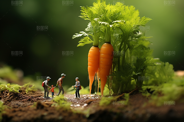胡萝卜和微距小人高清粮食摄影图