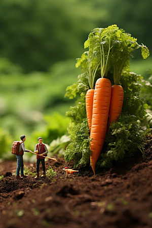 胡萝卜和微距小人粮食春季摄影图