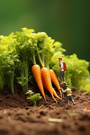 胡萝卜和微距小人粮食春季摄影图