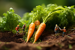 胡萝卜和微距小人创意粮食摄影图