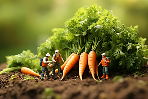 胡萝卜和微距小人高清蔬菜摄影图