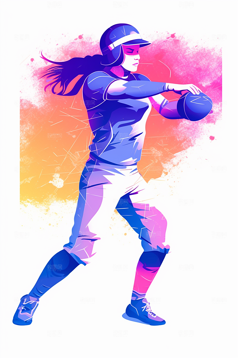 水彩运动涂鸦动感活力插画