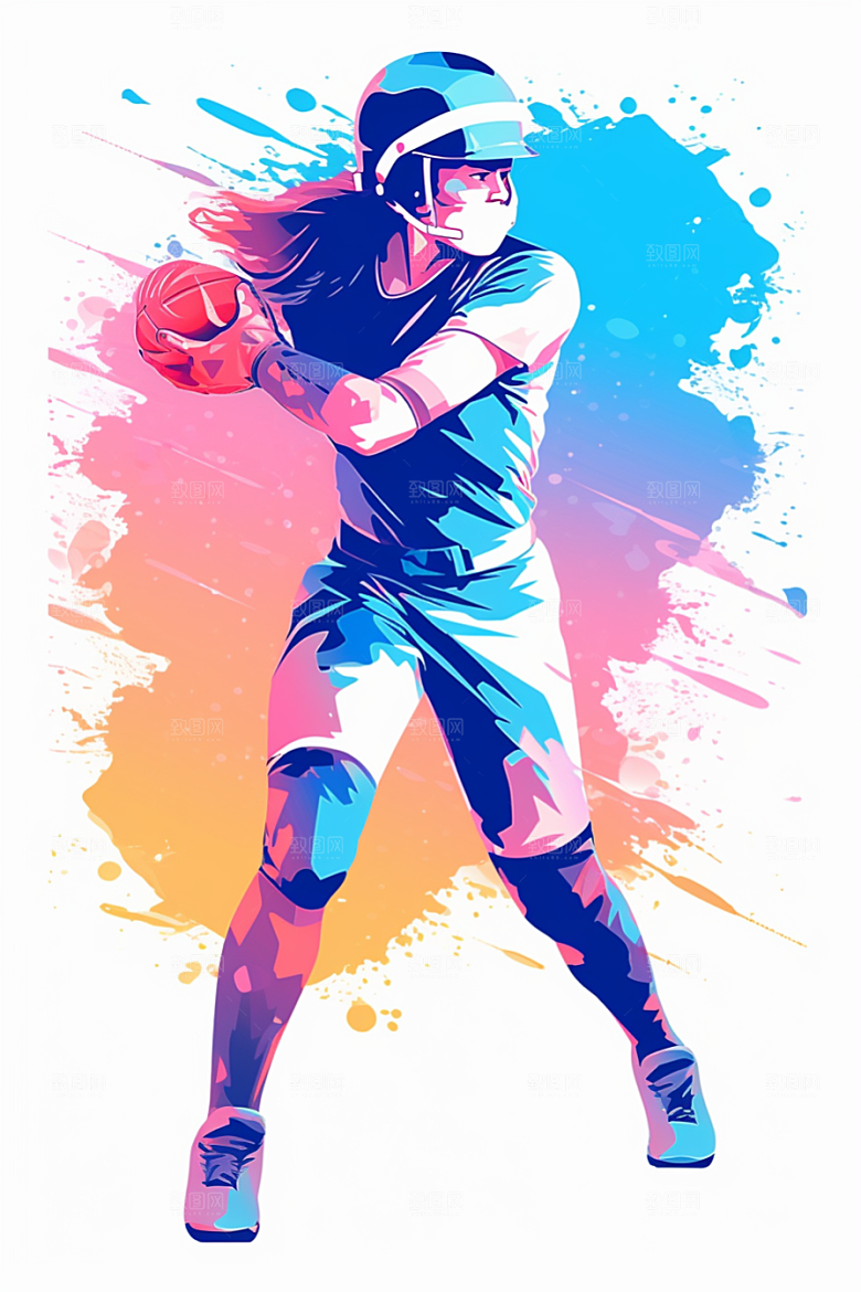 水彩运动涂鸦彩色活力插画