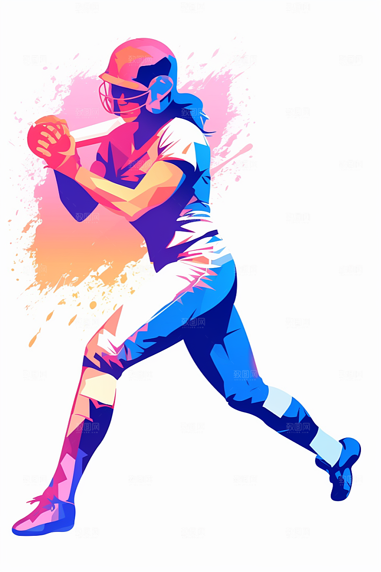 水彩运动涂鸦活力撞色插画