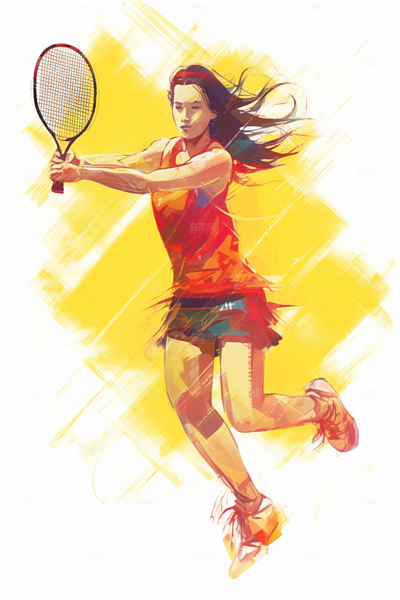 水彩运动涂鸦动感彩色插画