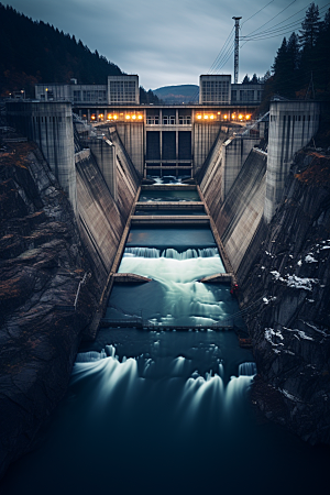 水电站大坝水力发电摄影图