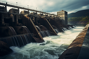 水电站水坝水力发电摄影图