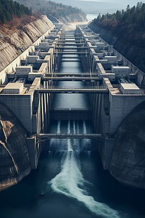水电站大坝水力发电摄影图