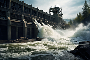 水电站水坝水力发电摄影图