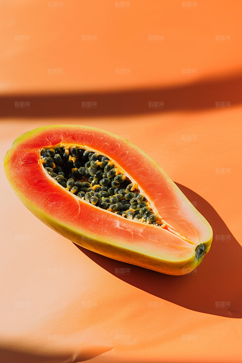 木瓜热带水果美食摄影图