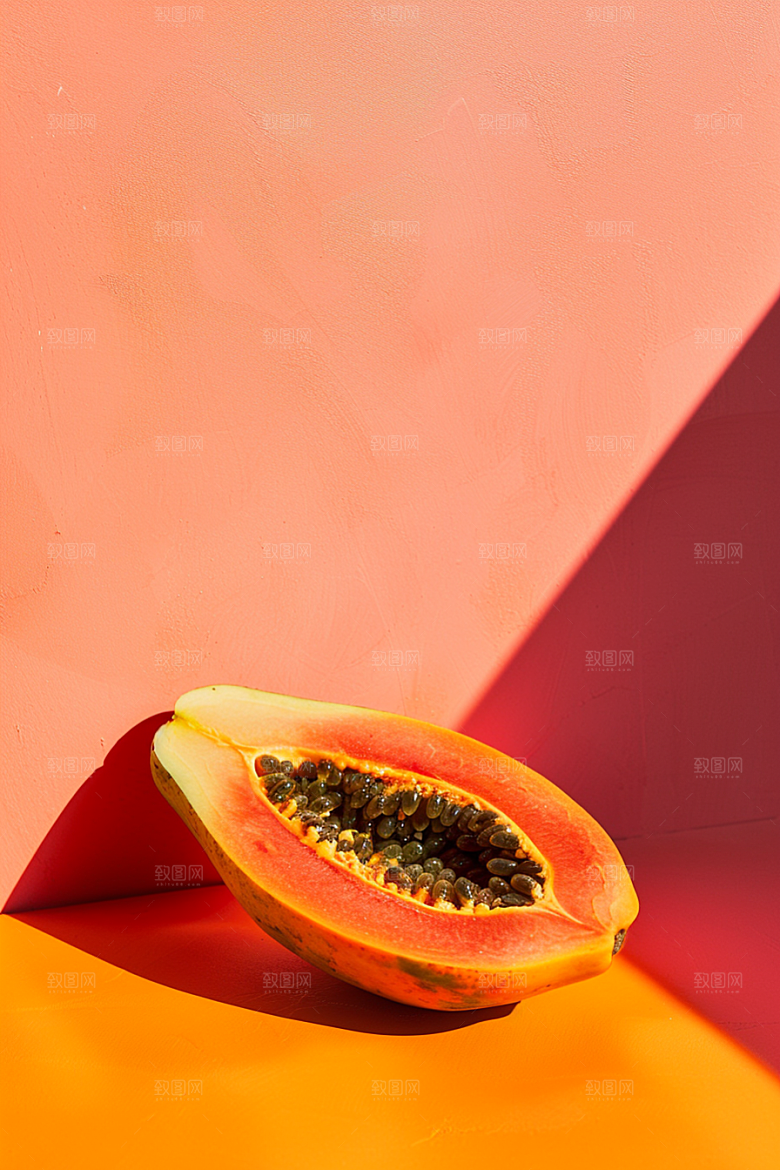 木瓜热带水果食材摄影图