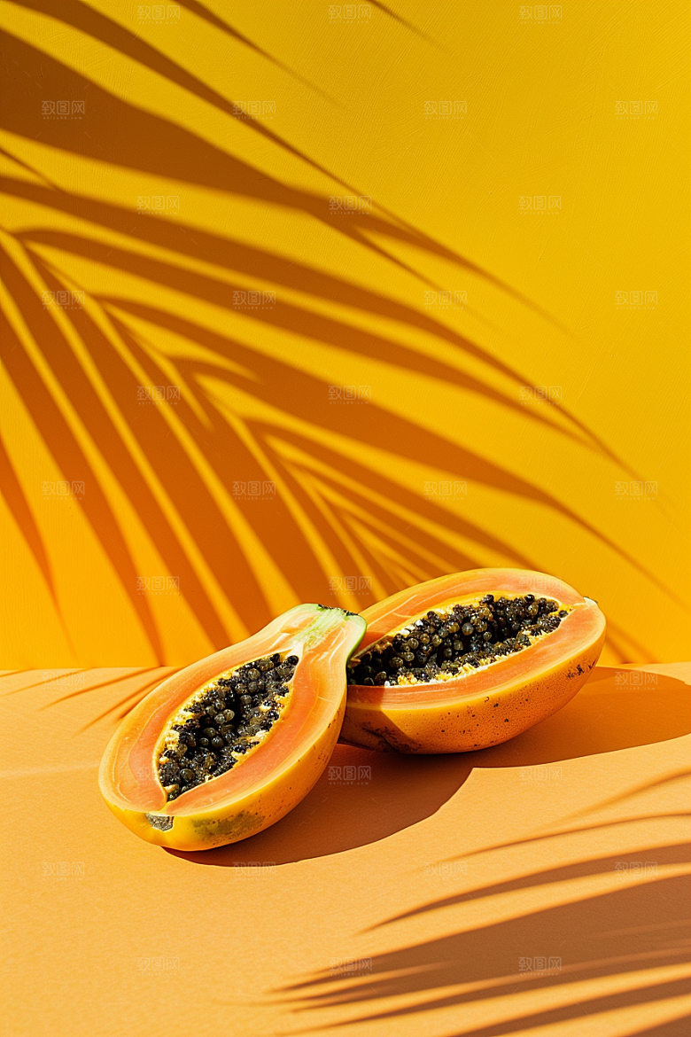 木瓜新鲜食材摄影图