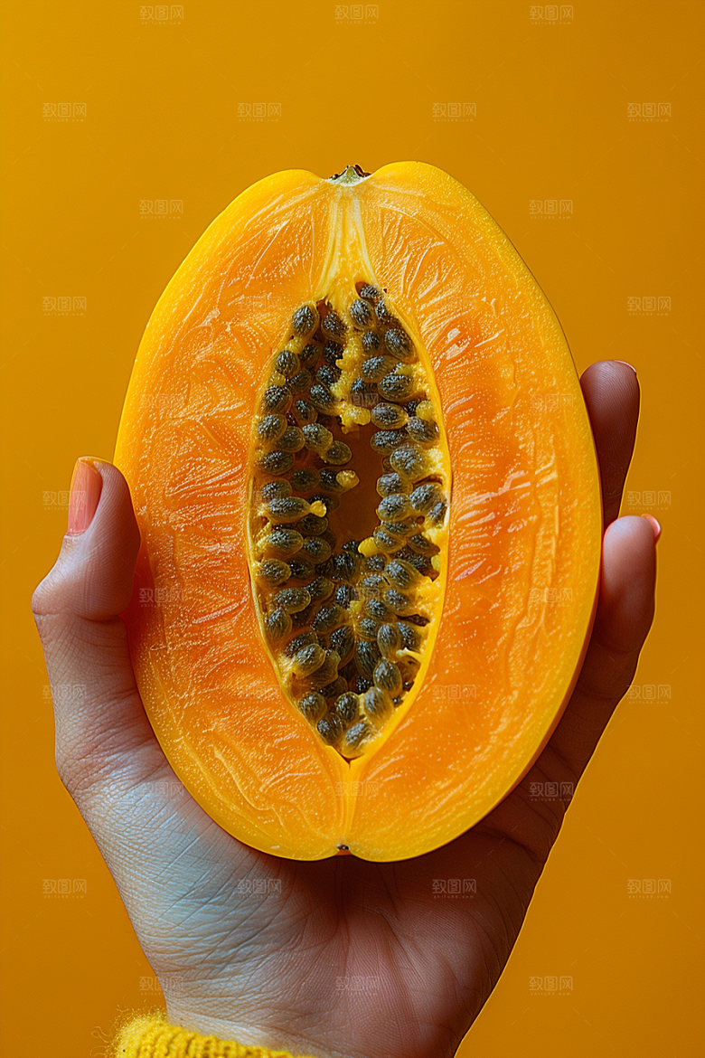木瓜香甜食材摄影图