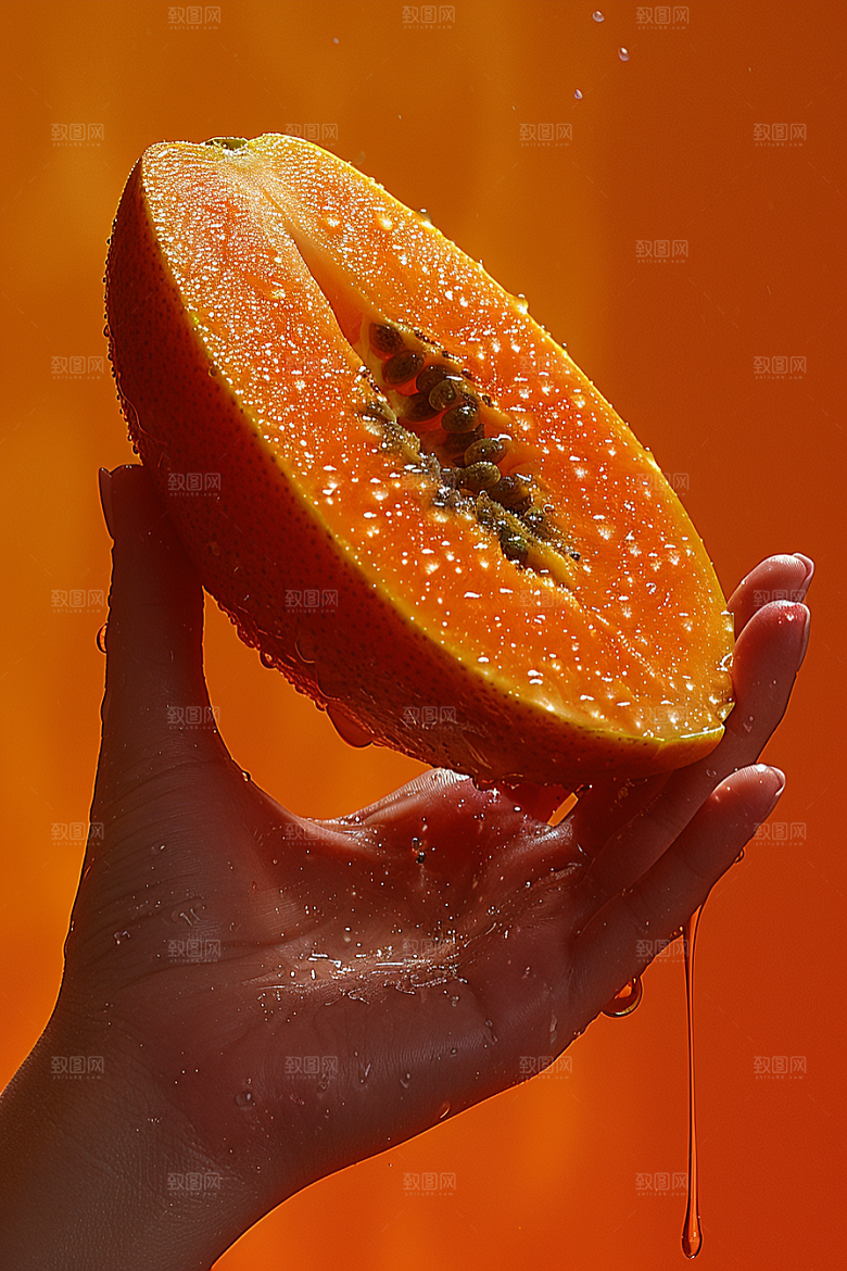 木瓜新鲜瓜果摄影图