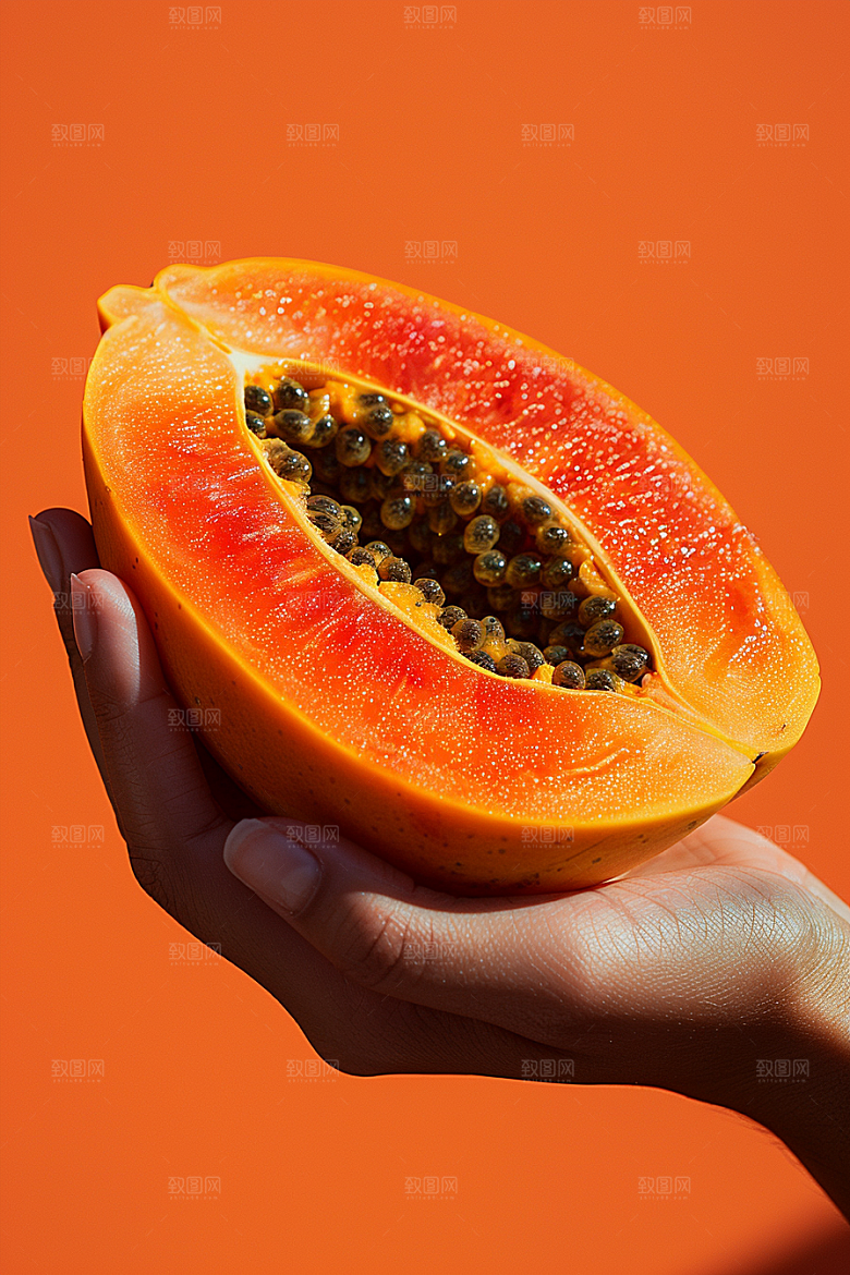 木瓜果肉美食摄影图