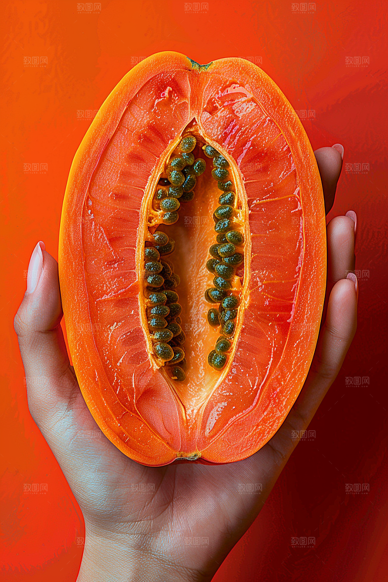 木瓜高清热带水果摄影图