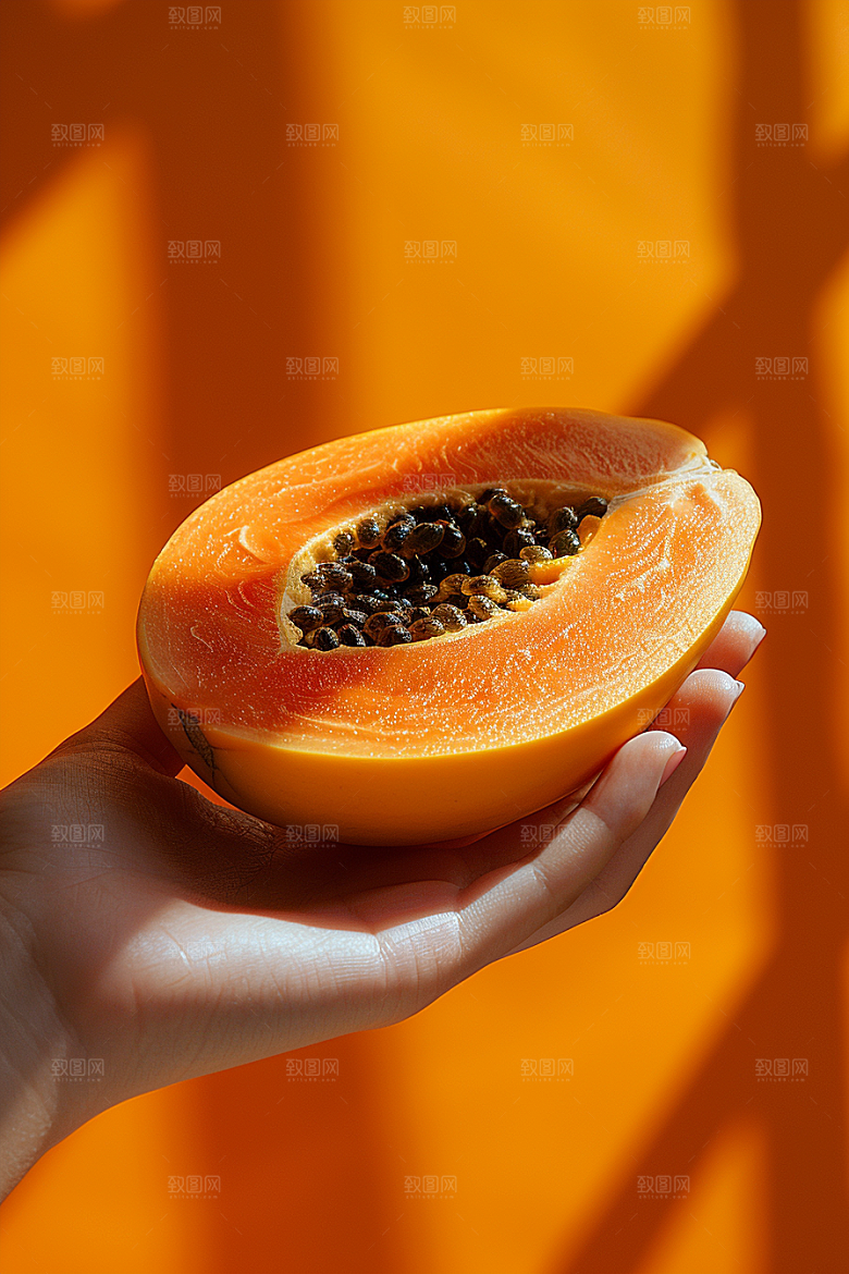 木瓜热带水果高清摄影图