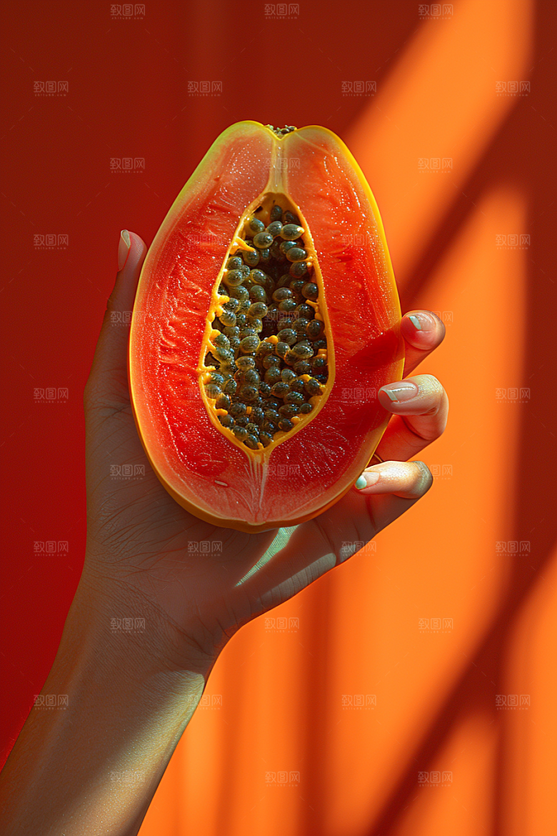 木瓜食材美食摄影图