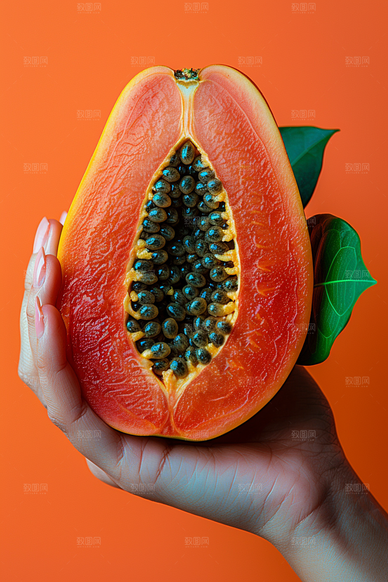 木瓜瓜果食材摄影图