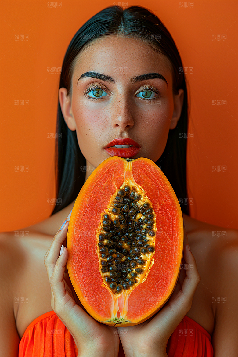 木瓜新鲜自然摄影图