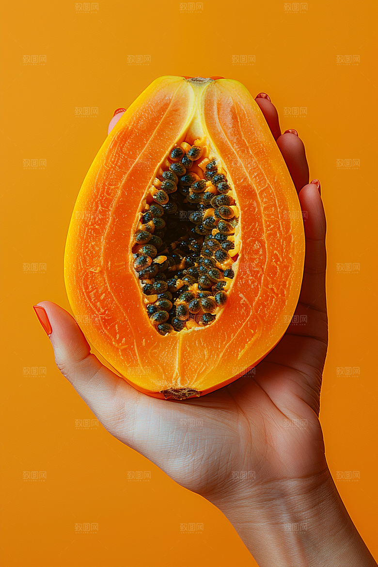 木瓜瓜果果肉摄影图