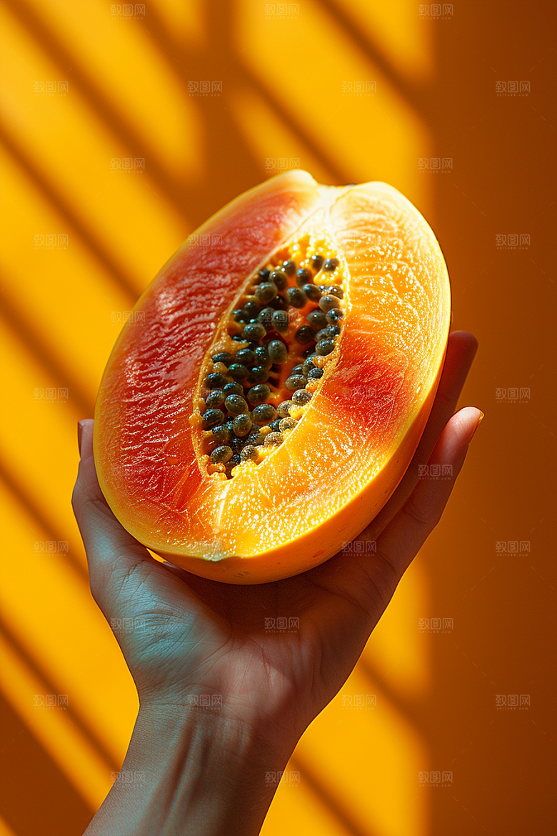 木瓜瓜果果肉摄影图