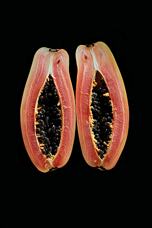 木瓜香甜果肉摄影图
