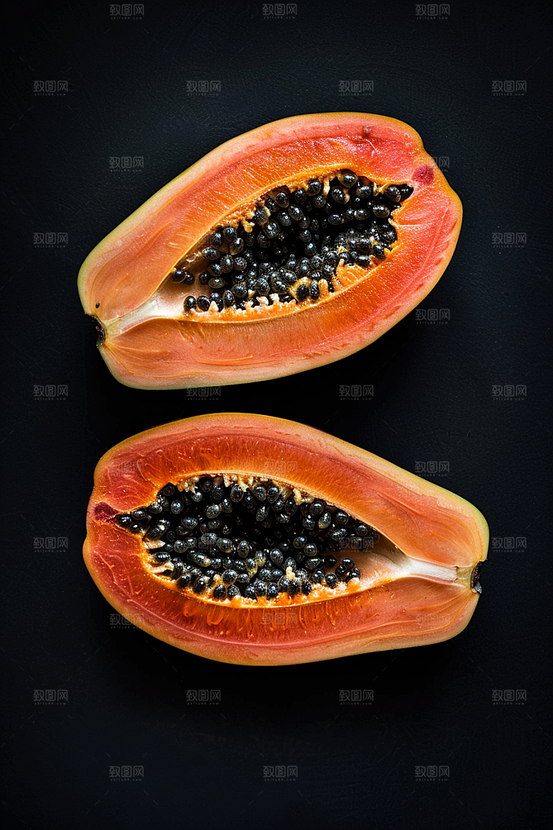 木瓜热带水果美食摄影图