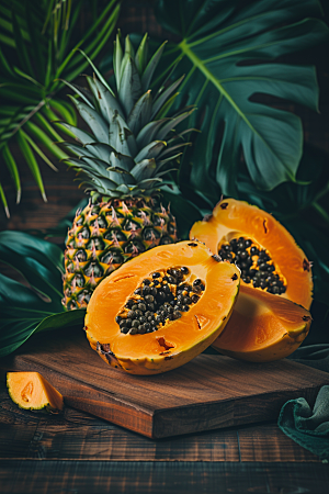 木瓜自然热带水果摄影图