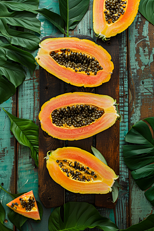 木瓜瓜果热带水果摄影图
