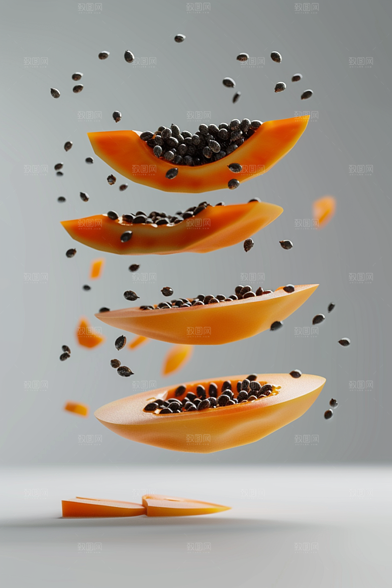 木瓜美味新鲜摄影图