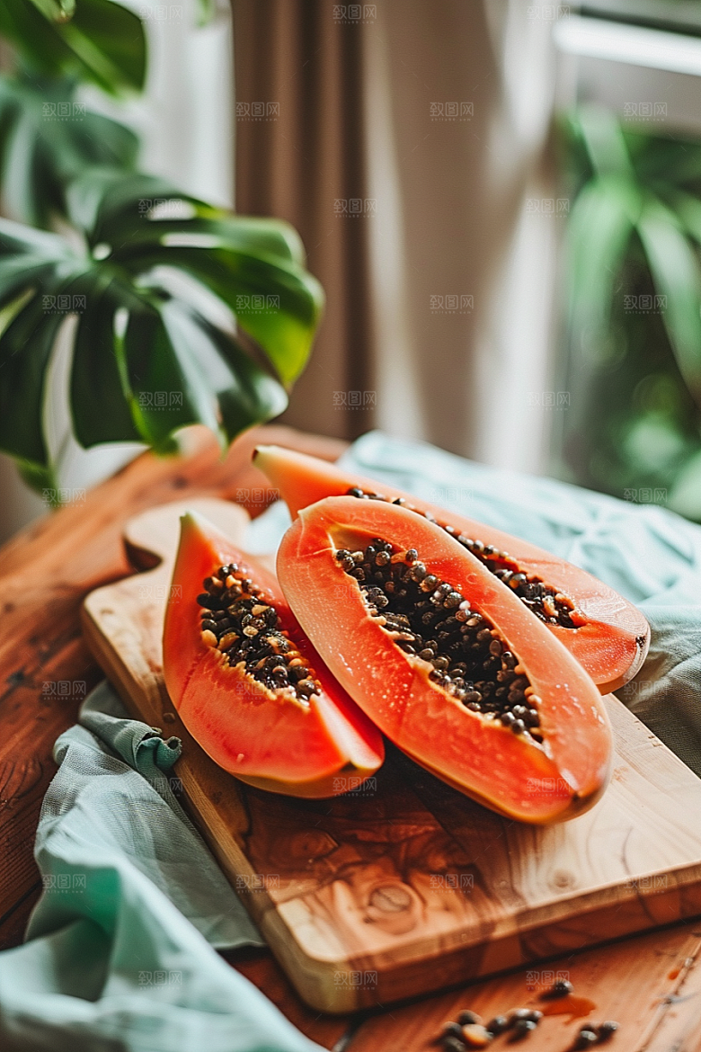 木瓜香甜美食摄影图