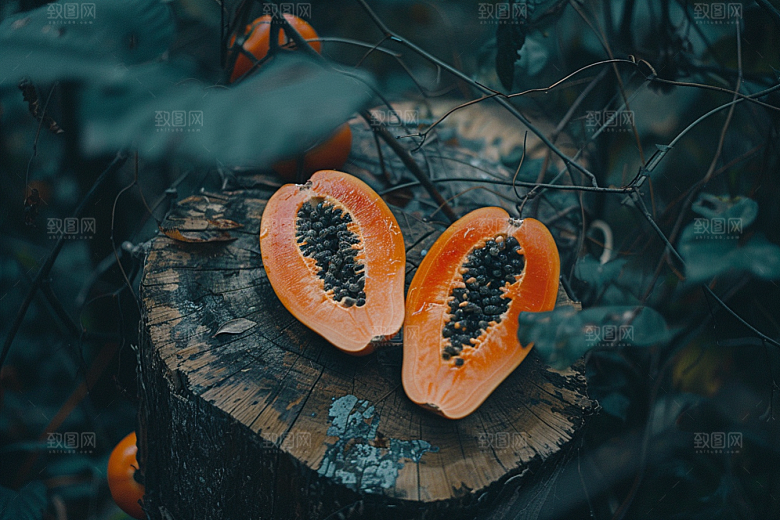 木瓜美食热带水果摄影图