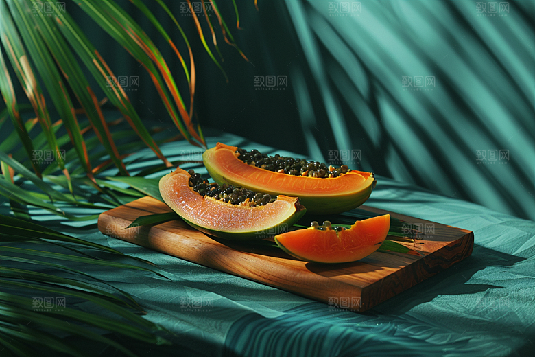 木瓜热带水果自然摄影图