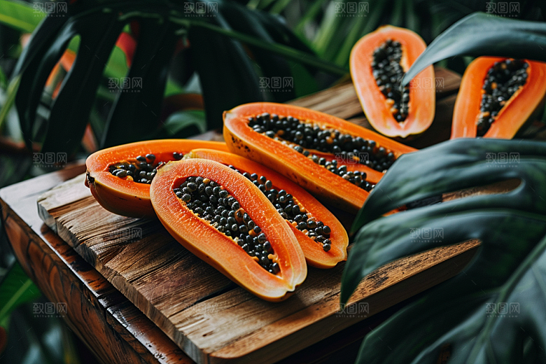 木瓜美食热带水果摄影图