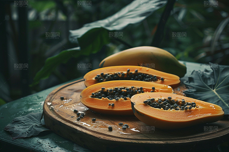 木瓜美食热带水果摄影图