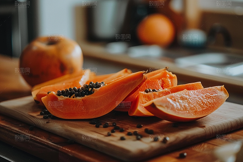 木瓜香甜新鲜摄影图