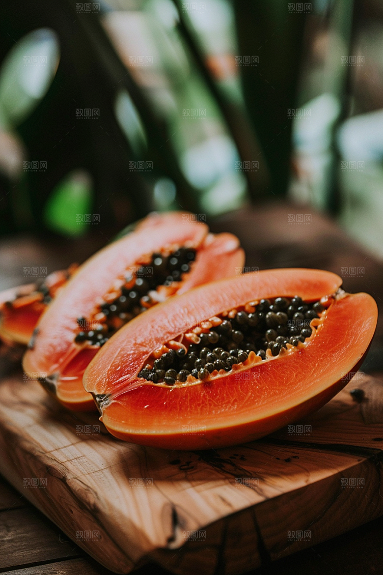 木瓜果肉食材摄影图
