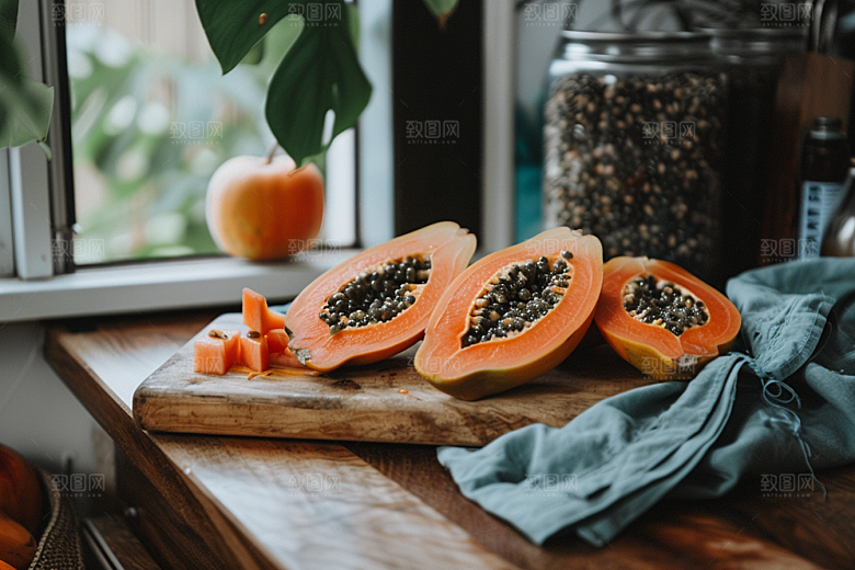 木瓜高清热带水果摄影图