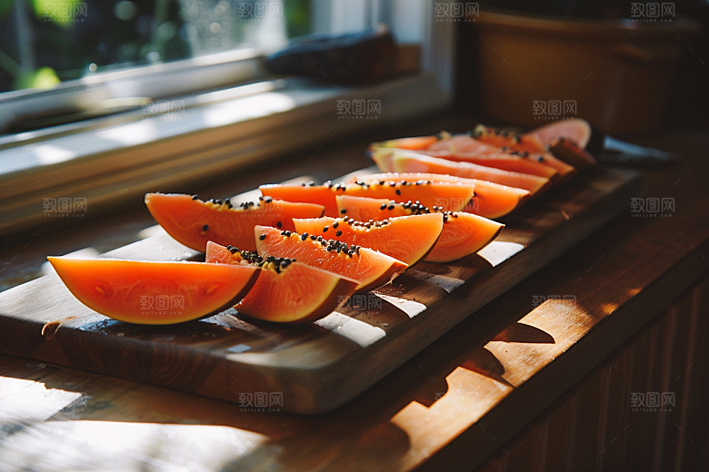 木瓜瓜果食材摄影图