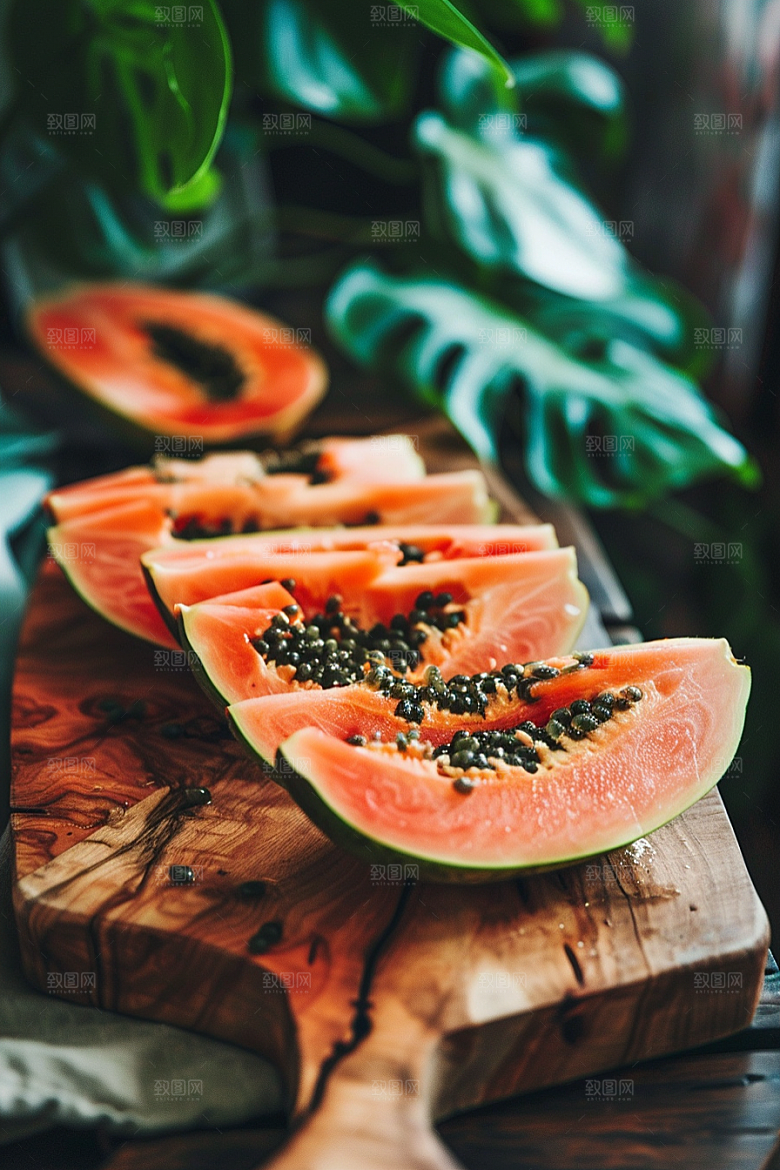 木瓜瓜果食材摄影图