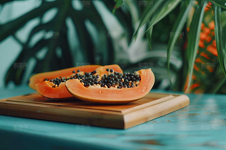 木瓜美食热带水果摄影图