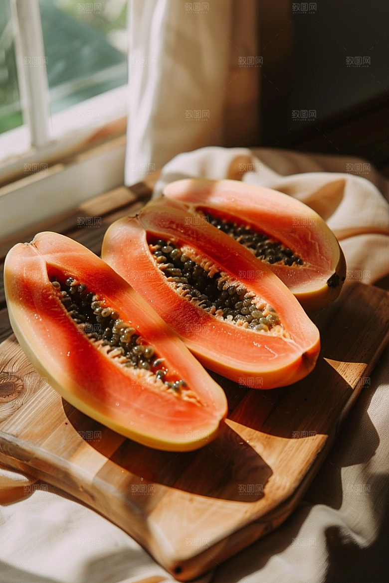 木瓜新鲜美食摄影图