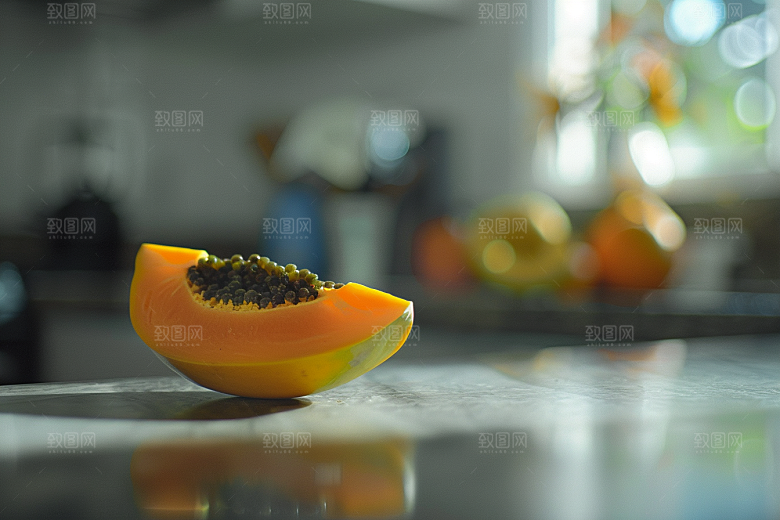 木瓜新鲜美味摄影图